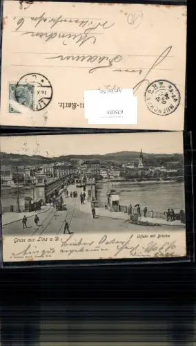 675035,Gruss aus Linz an der Donau Urfahr Brücke um 1900