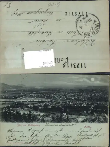 679159 Linz an der Donau Mond Lithographie Pöstlingberg