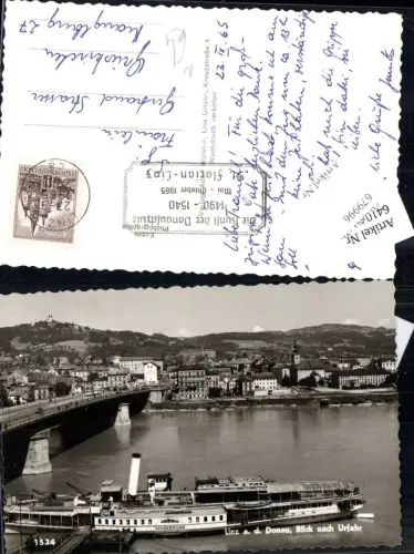679996 Linz an der Donau Dampfer Schönbrunn m. Urfahr Brücke Schiff