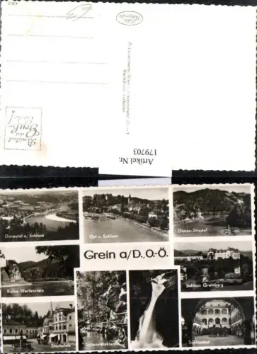 179703,Grein a. d. Donau Totale Donaustrudel Schloss Hof Ruine Stadtplatz Stillensteinklamm Mehrbildkarte