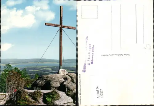 377252,Gipfelkreuz Bärnstein Bärenstein b. Aigen m. Moldaublick