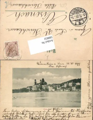 588832,Wernstein am Inn 1899 Bahnpost Zug 359