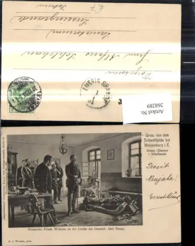 268289,Künstler Ak A. v. Werner Kronprinz Friedrich Wilhelm b. Leiche General Abel Douay Adel Monarchie