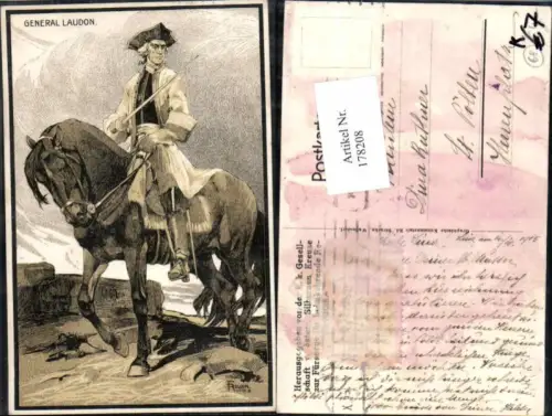 178208,Künstler AK F. Roubal General Laudon am Pferd m. Degen