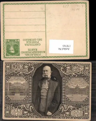 178763,Kaiser Franz Joseph Jubiläums Postkarte Ganzsache ANK 215 Deutsch Italienisch