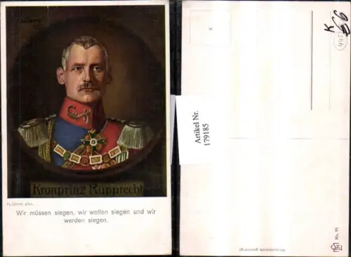 179185,Künstler AK H. Ulmer Kronprinz Rupprecht Portrait