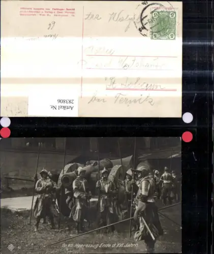 283806,Foto Ak Kaiser Jubiläums Huldigungs Festzug Wien 1908 Gr. VII Heereszug XVI Jhdt Geschütz Adel Monarchie