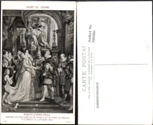 388486,Künstler Ak Peter Paul Rubens Mariage Henri IV et de Marie de Medicis Hochzeit Adel Monarchie