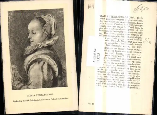 183705,Künstler Ak H. Goltzius Maria Tesselschade Portrait Frau Kunst Wissenschaft