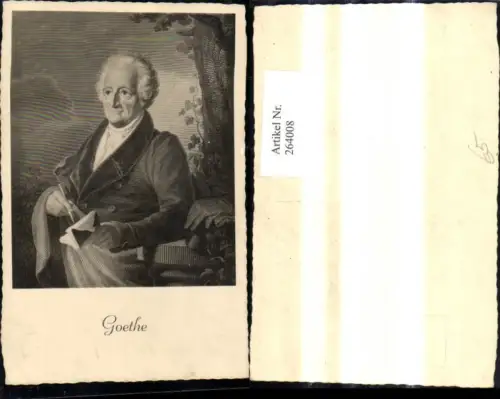 264008,Künstler Ak Goethe Portrait m. Buch Feder b. Baum