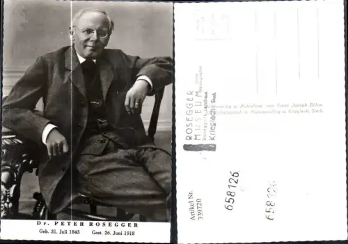 339720,Dr. Peter Rosegger Portrait Schriftsteller Kunst Wissenschaft