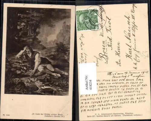 418234,Künstler Ak Schiller Kunst Wissenschaft pub F. A. Ackermann 127euro1566 Bahnpost Eger Wien