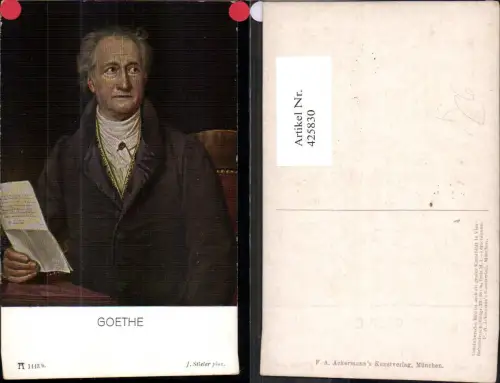 425830,Künstler Ak J. Stieler Goethe Lesen Kunst Wissenschaft pub F. A. Ackermann 1443b