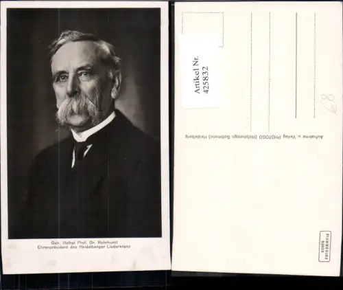 425832,Foto Ak Prof. Dr. Rohrhurst Ehrenpräsident d. Heidelberger Liederkranz Kunst Wissenschaft
