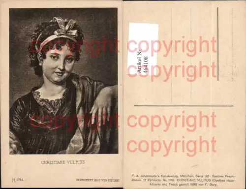 464108,Künstler Ak F. Burri Christiane Vulpius Kunst Wissenschaft pub F. A. Ackermann 146euro1761