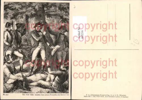 465216,Th. von Oer Schiller liest Freunden vor Kunst Wissenschaft pub F. A. Ackermann 162euro1919