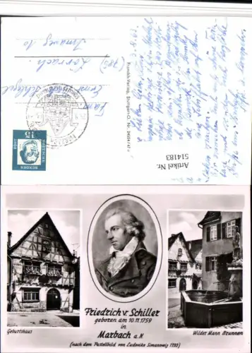 514183,Dichter Friedrich Schiller Portrait Marbach Geburtshaus Brunnen Mehrbildkarte