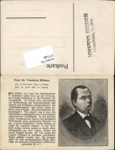 577548,Prof. Dr. Friedrich Zöllner Berlin Leipzig Wissenschaftler Ulmerfeld Stp.