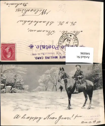 646696,Künstler AK Dr. J. A. Schmidt Chicago Illinois Physiker am Pferd 1899 Private Mailing card
