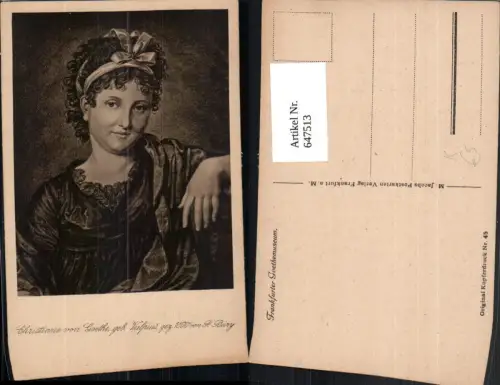 647513,Künstler Ak Christiane von Goethe geborene Vulpius