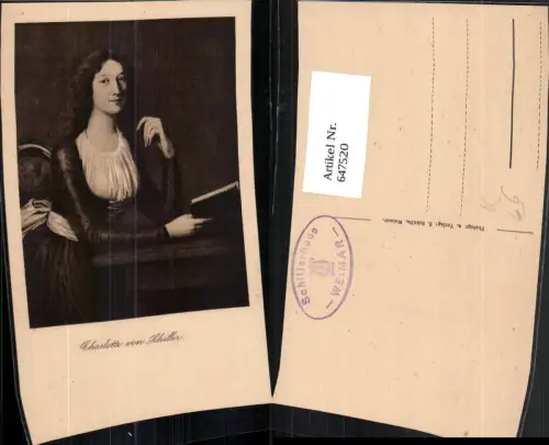647520,Künstler Ak Charlotte von Schiller Portrait Lesen