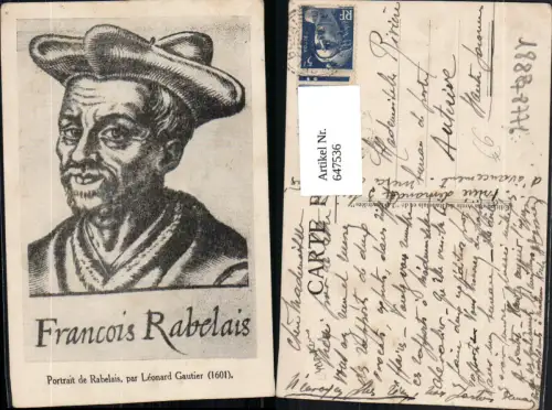 647536,Künstler Ak Leonard Gautier Francois Rabelais Schriftsteller
