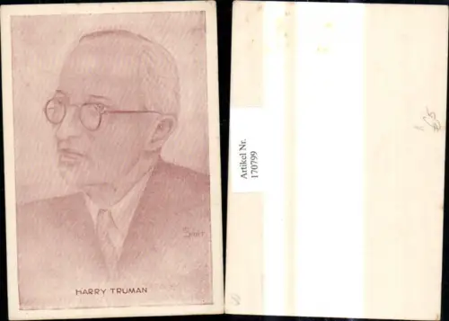 170799,Künstler Ak L. Smit Harry Truman Politiker