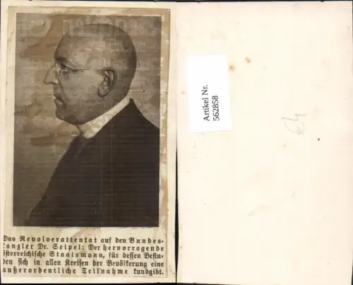 562858,Portrait Bundeskanzler Dr. Ignaz Seipel Politiker Politik