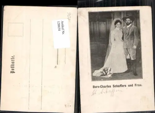 120654,Bure Charles Schaffers und Frau Origina Autogramm Brautkleid Braut Hochzeitskleid
