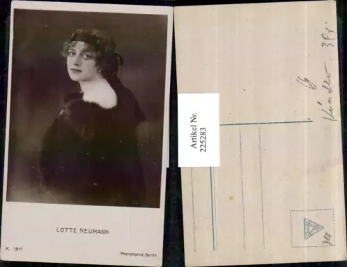 225283,Schauspielerin Lotte Neumann Portrait pub Photochemie Berlin 1811