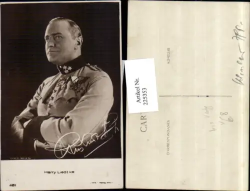 225353,Schauspieler Harry Liedtke Portrait Uniform m. Autogramm pub Iris Verlag Wien 461