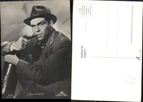 354657,Schauspieler Fritz Wagner Rauchen Pfeife Hut pub Film Foto Verlag G 187