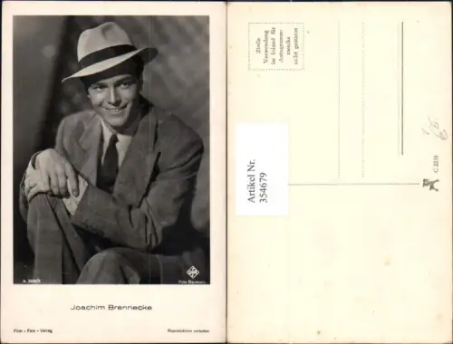 354679,Schauspieler Joachim Brennecke Hut pub Film Foto Verlag A 3660euro2