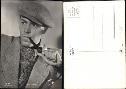 354687,Schauspieler Paul Klinger Hut Rauchen Pfeife pub Film Foto Verlag G 198