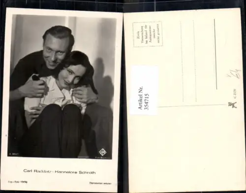 354715,Schauspieler Carl Raddatz Hannelore Schroth pub Film Foto Verlag A 3954euro1