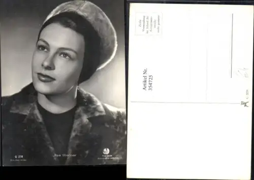 354725,Schauspielerin Ilse Werner Hut Pelzmode pub Film Foto Verlag G 218