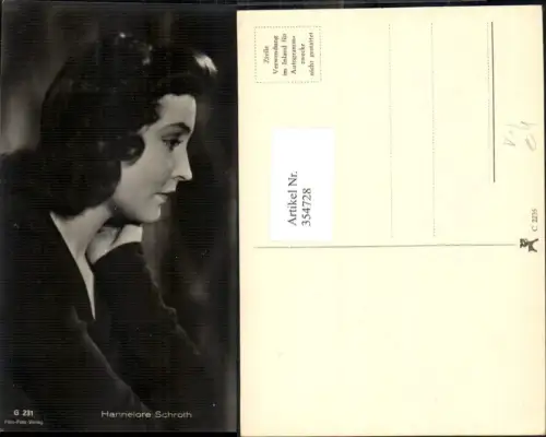 354728,Schauspielerin Hannelore Schroth pub Film Foto Verlag G 231