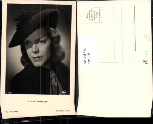 356119,Schauspielerin Hansi Wendler pub Film Foto Verlag A 3907euro1