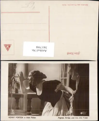 381798,Schauspielerin Henny Porten in Agnes Arnau u. ihre drei Freier pub RPH Film Sterne 531euro4