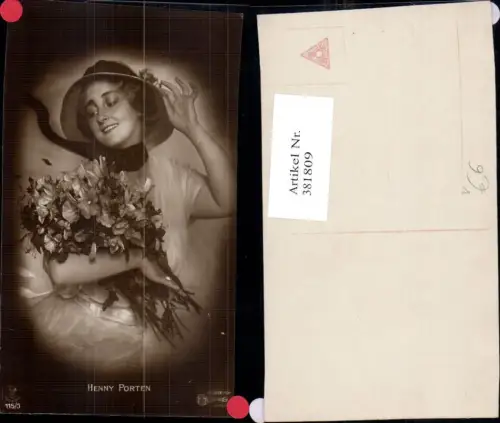381809,Schauspielerin Henny Porten Portrait Hut Blumenstrauß pub RPH Film Sterne 115euro3