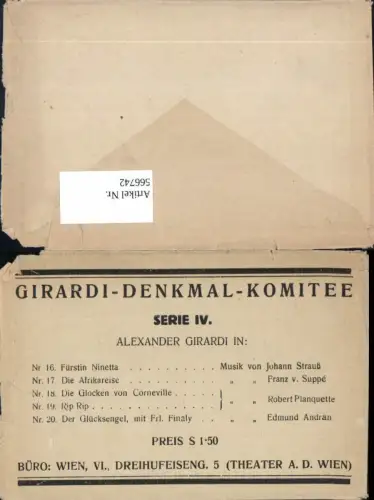 566742,Alexander Girardi Denkmal Komitee Serie IV. Umschlag f. Ak Serie