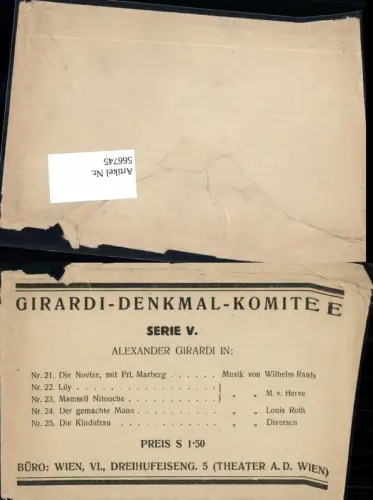 566745,Alexander Girardi Denkmal Komitee Serie V. Umschlag f. Ak Serie