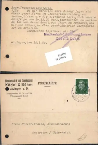 148019,Maschinenfabrik Ködel Böhm Lauingen a. Donau nach Amstetten Kroiss