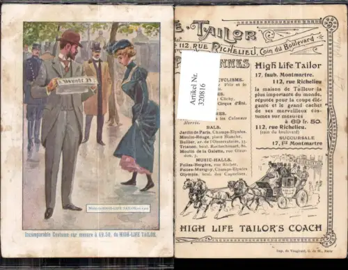 320816,Reklame Tailor High Life Tailors Coach Kutsche Paris Montmartre