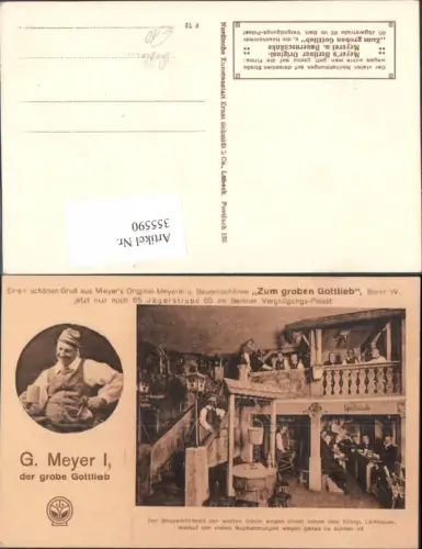355590,Reklame G. Meyer Zum groben Gottlieb Berlin Vergnügungspalast Bier Bauernschänke