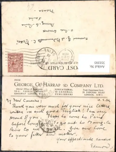 355593,Reklame George G. Harrap e Company Ltd. Educational e General Publishers London