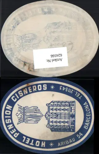 624166,Reklame Vignette Barcelona Hotel Pension Cisneros