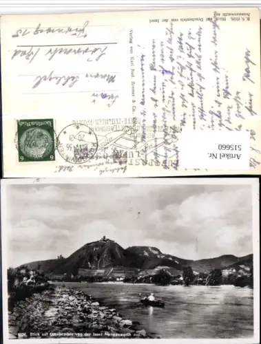 515660,Blick auf Drachenfels von d. Insel Nonnenwerth b. Remagen