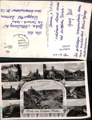 432462,Cochem an d. Mosel Totale Burg Thurant Ehrenburg Beilstein Bischofstein Mehrbildkarte