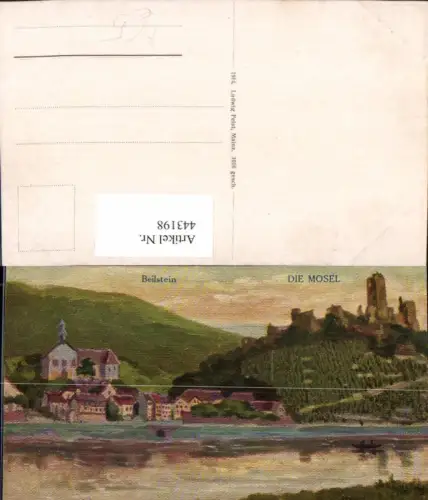 443198,Künstler AK H. Seck Beilstein an d. Mosel Totale m. Burg